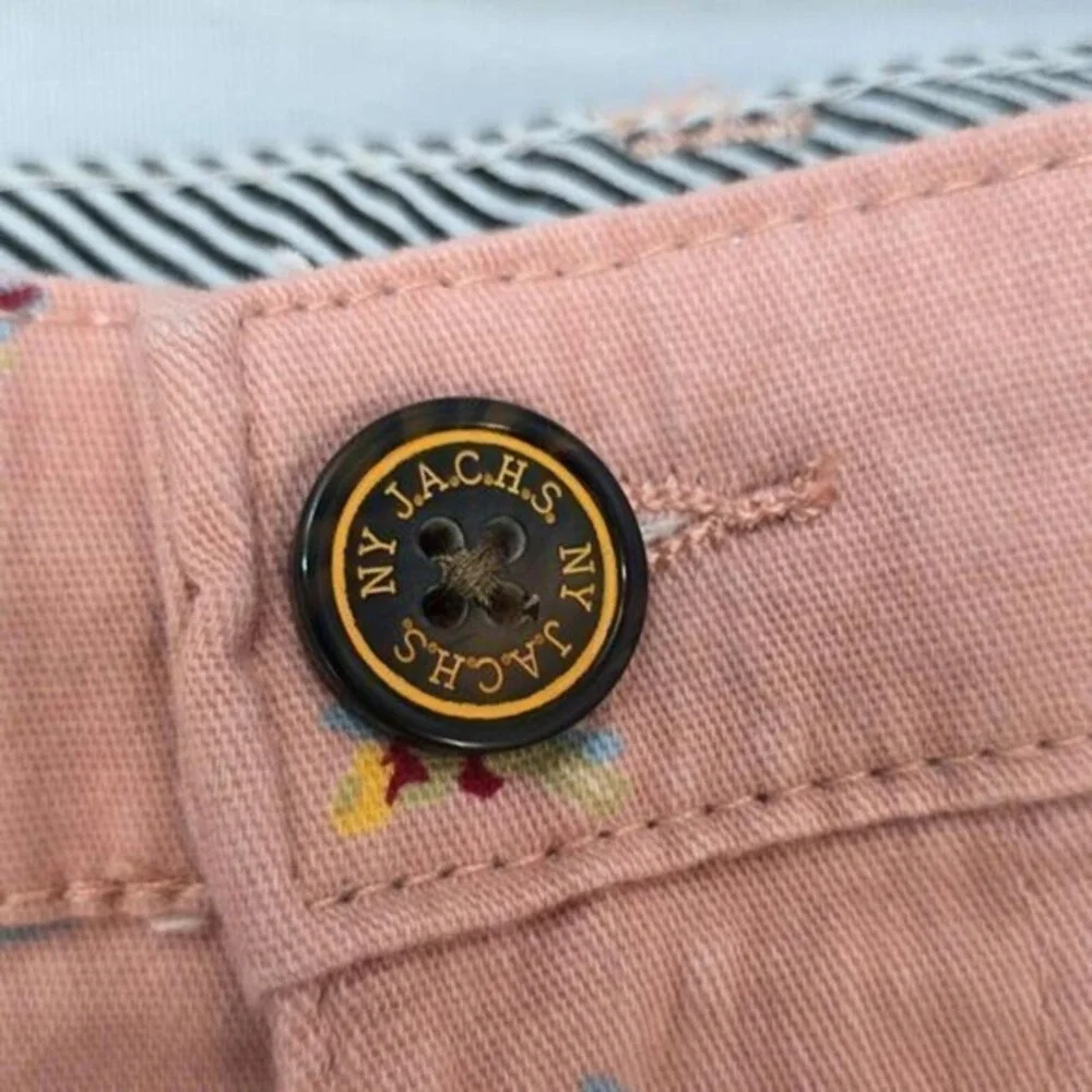 Jachs New York Bleecker Shorts Mens 34 Peach Surfer Pattern Chino‎ Stretch Twill